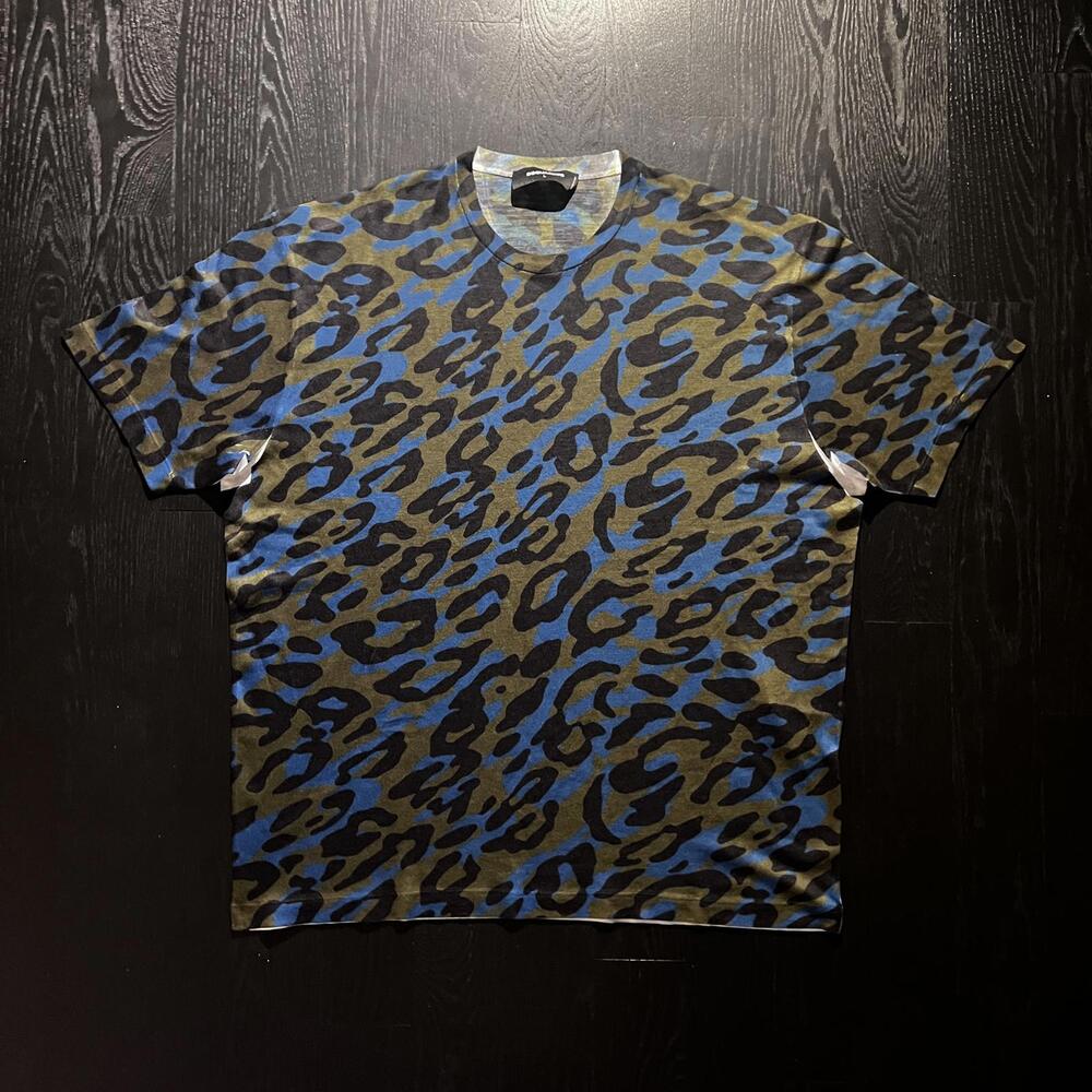 DSquared2 Leopard Print Tee Shirt Green Blue Black